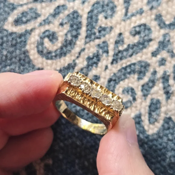 Vintage Gold Vermeil Square Rhinestone Ring, size 7.75 - Picture 5 of 8